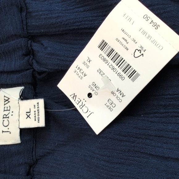 J Crew Navy100% Cotton Blue Faux Wrap Fringe Skirt Size XL NWT - Picture 6 of 7